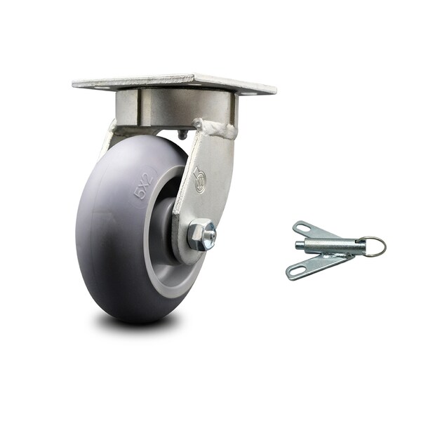 Service Caster 5 Inch Kingpinless Thermoplastic Rubber Wheel Swivel Caster with Swivel Lock SCC SCC-KP30S520-TPRRD-BSL - main